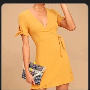Lulus mustard wrap dress